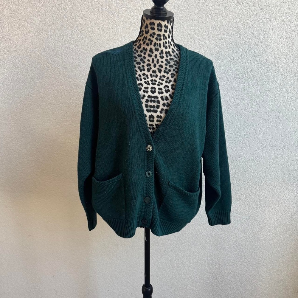 Green button up cardigan